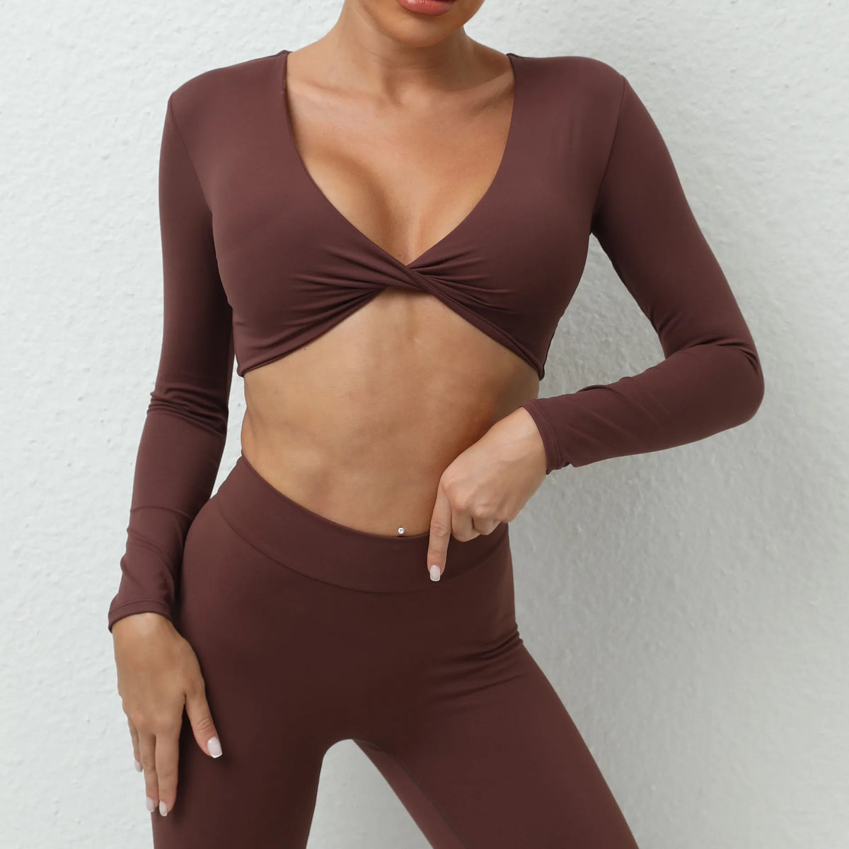 1/2Pcs Pad Long Sleeve Crop Top
