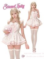 Floral Design Bow Patchwork Short Dress