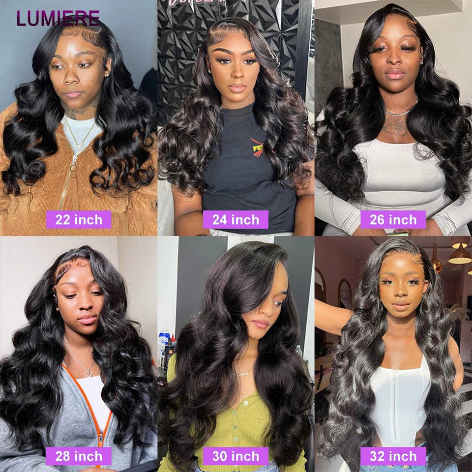 Body Wave 3/4 Bundles With Closure Frontal 5x5 6x6 HD Transparent Brazilian Human Hair Weave Extension Plucked Hairline Soft For Woman Body Wave Bundle With Closure Frontal HD Transparent Virgin Raw Human Hair 3/4 Bundle Hair