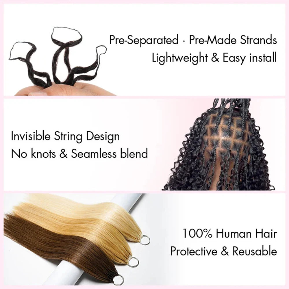 Feather Crochet Human Hair Pre Looped Miracle Knots Human Crochet Hair Body Wave Boho Braids Crochet Human Hair For Braiding