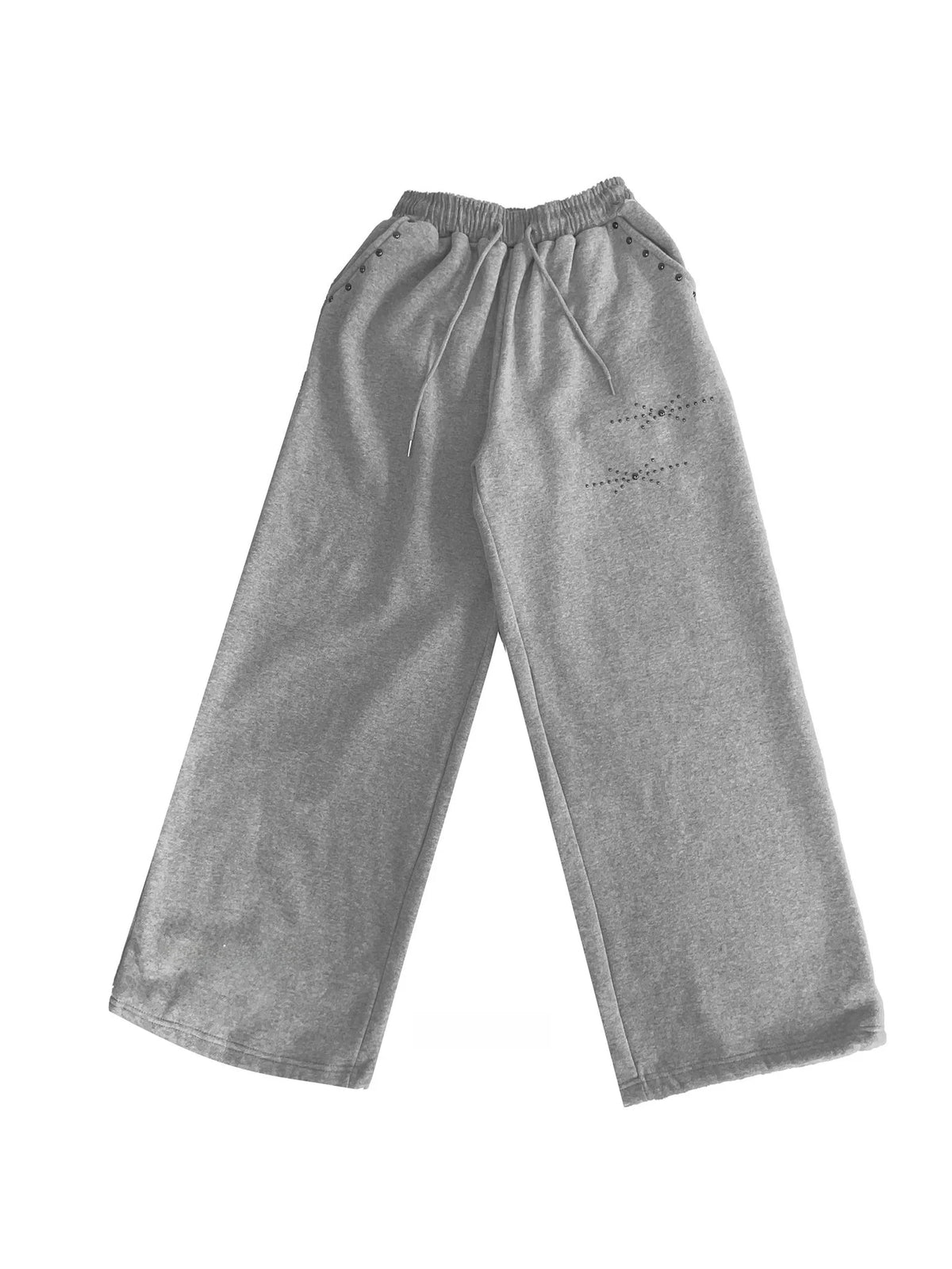 Loose Elastic Waist Rivet Casual Pants