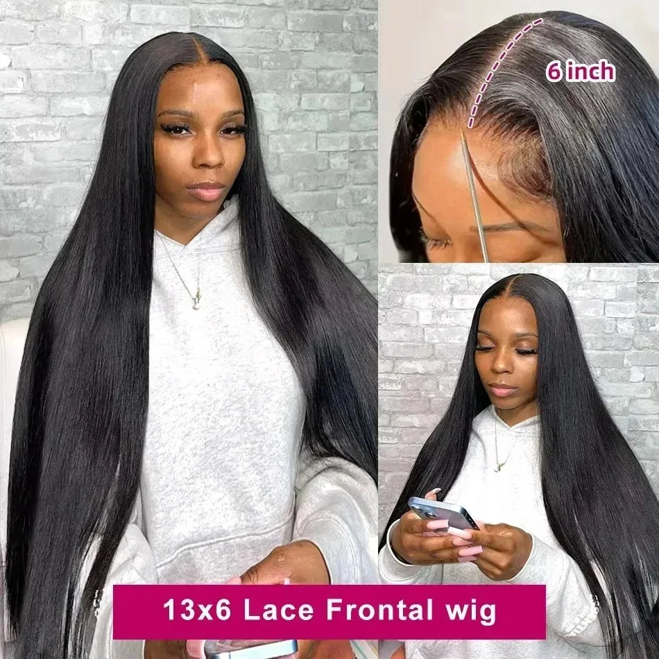 250 Density 100% Human Hair Bone Straight 40 42 Inch 360 Lace Front Wig 13x4 13x6 HD Lace Frontal  Wigs Brazilian
