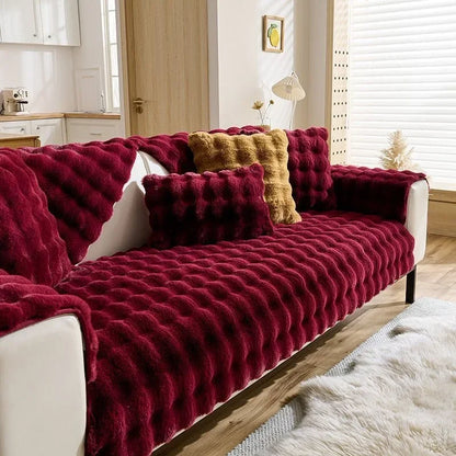 Plush Cushion Padded Non-slip Sofa Cover