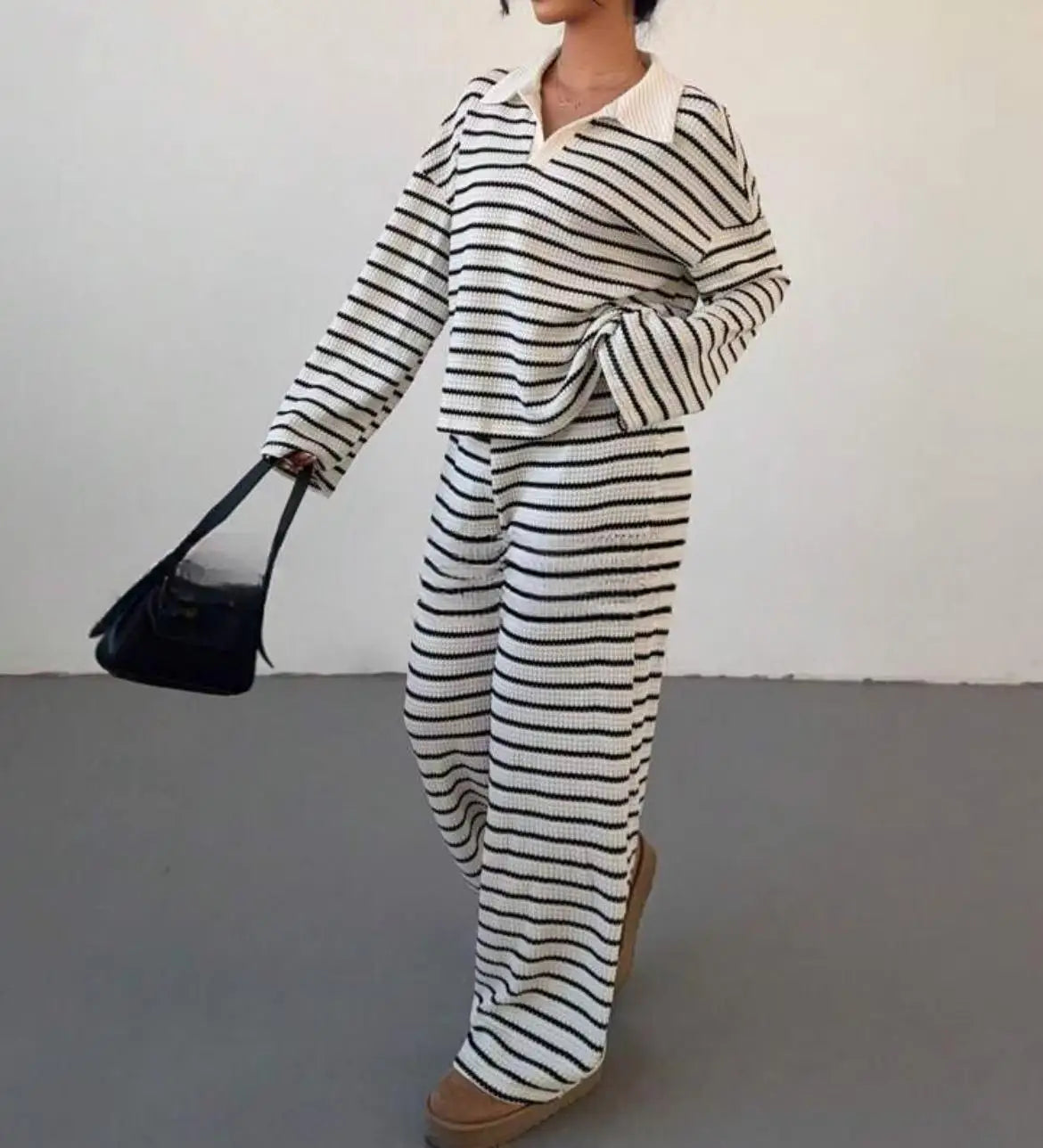 Casual Loose Striped Pants Set