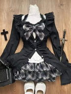 Bow Top + Lace Pleated Skirt