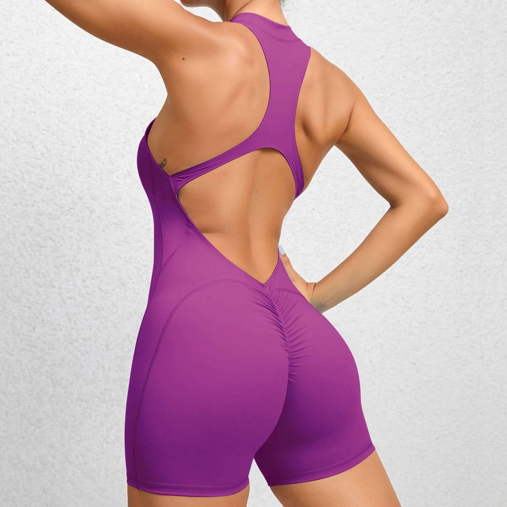 V Back Scrunch One-Piece Romper