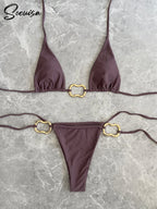 Conjunto de bikini nuevo 2025 Bikinis sexy Trajes de baño para mujer Trajes de baño para mujer Traje de baño brasileño Trajes de baño para nadar Ropa de playa biquini Verano