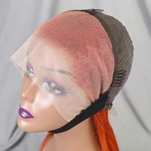 200% Density Bob Straight Human Hair 13x4 Transparent Lace Frontal Human Hair Wigs 100% Human Hair Ginger 99J Colored Wig