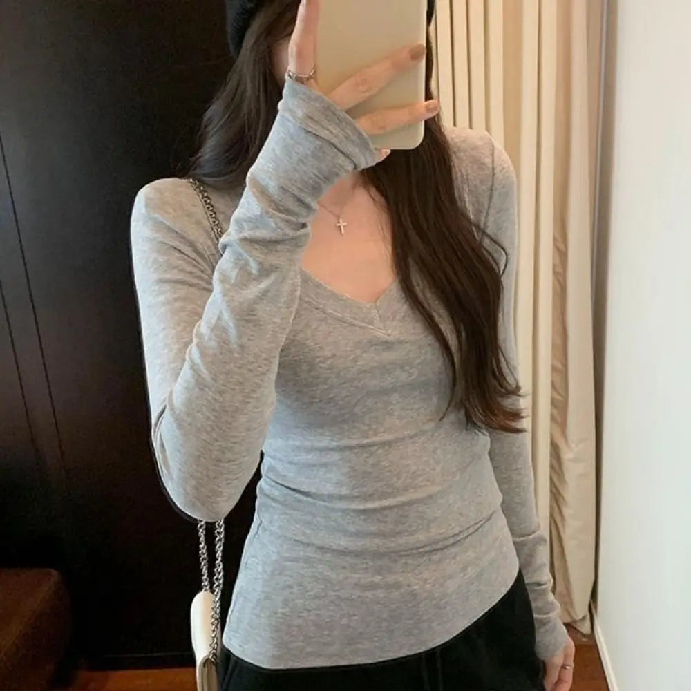 Soft Slim Fit V-Neck Long Sleeve T-Shirt
