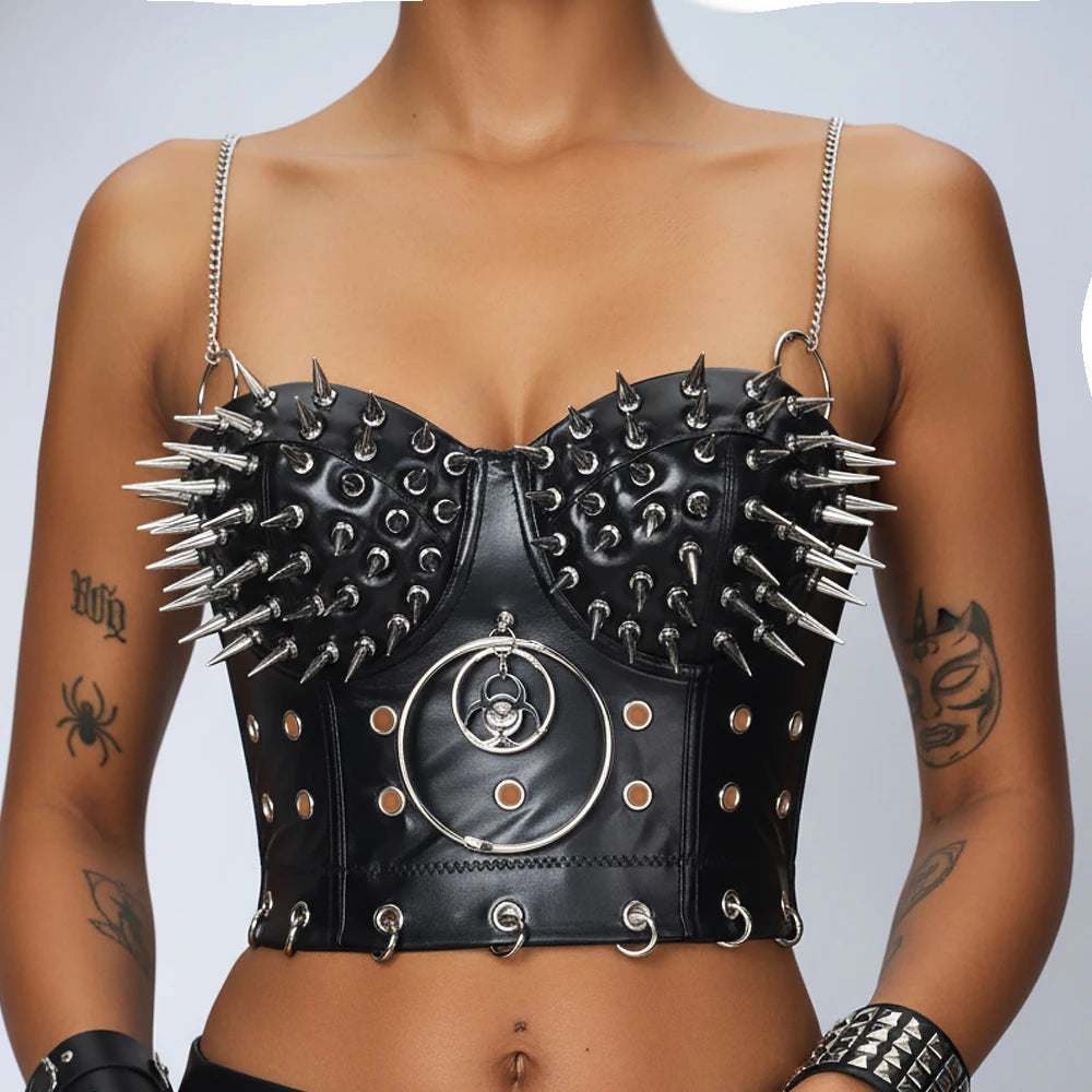 PU Leather Spiked Tank