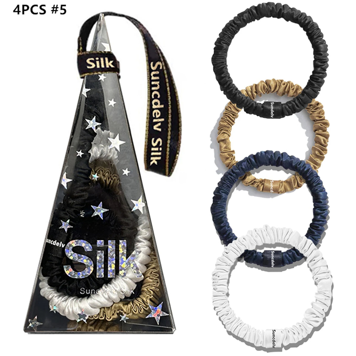 4PCS 100% Pure Mulberry Silk Hair Scrunchies