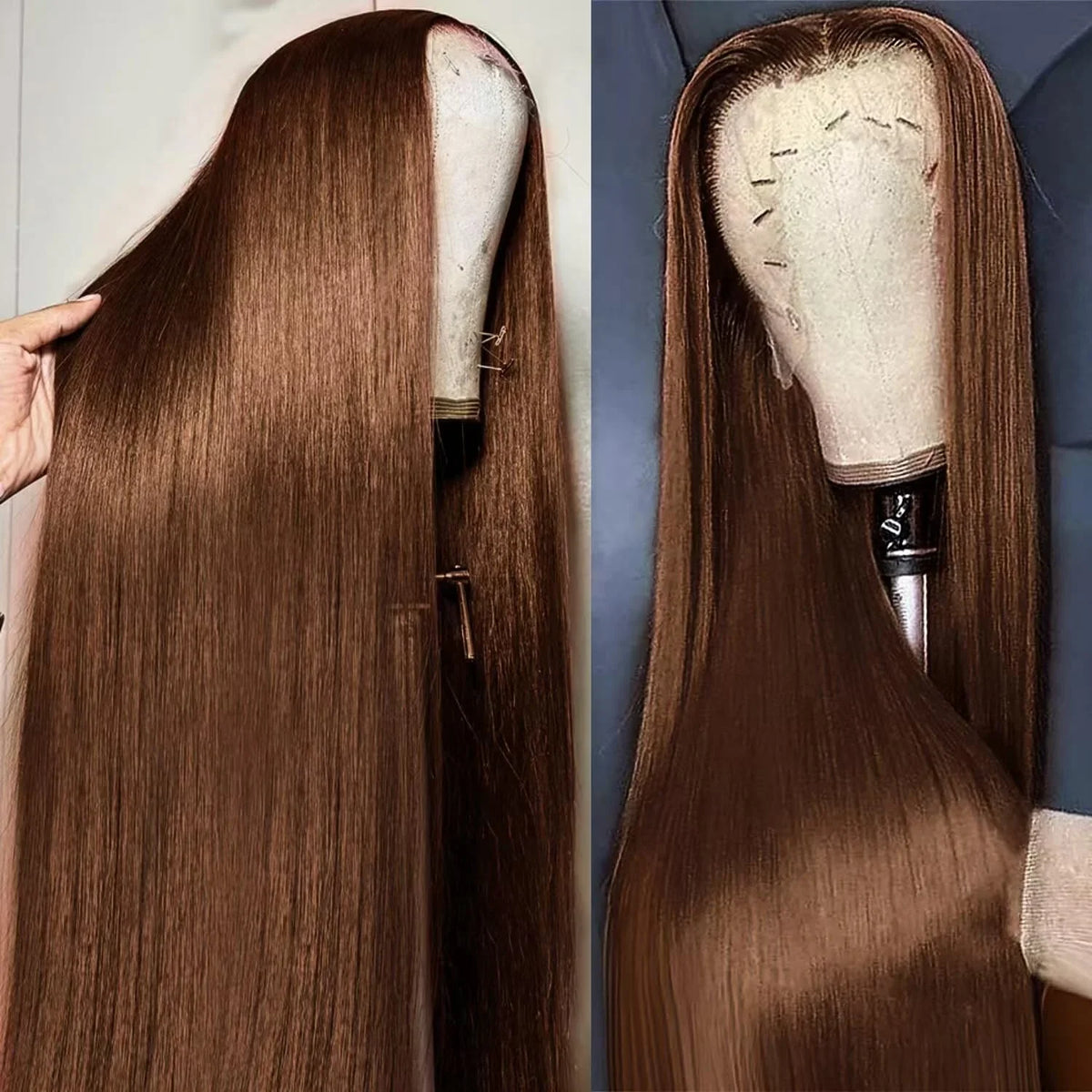 40 Inches Chocolate Brown Straight Lace Frontal Wig