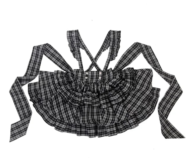 Plaid Long Sleeve Bow Shirt High Waist Skirt Set