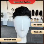 Human Hair System Pre-Cut Mono Base Toupee For Men Unit Ready To Wear PU Wigs For Men Durable Male Hair Prosthesis Men's Wigs