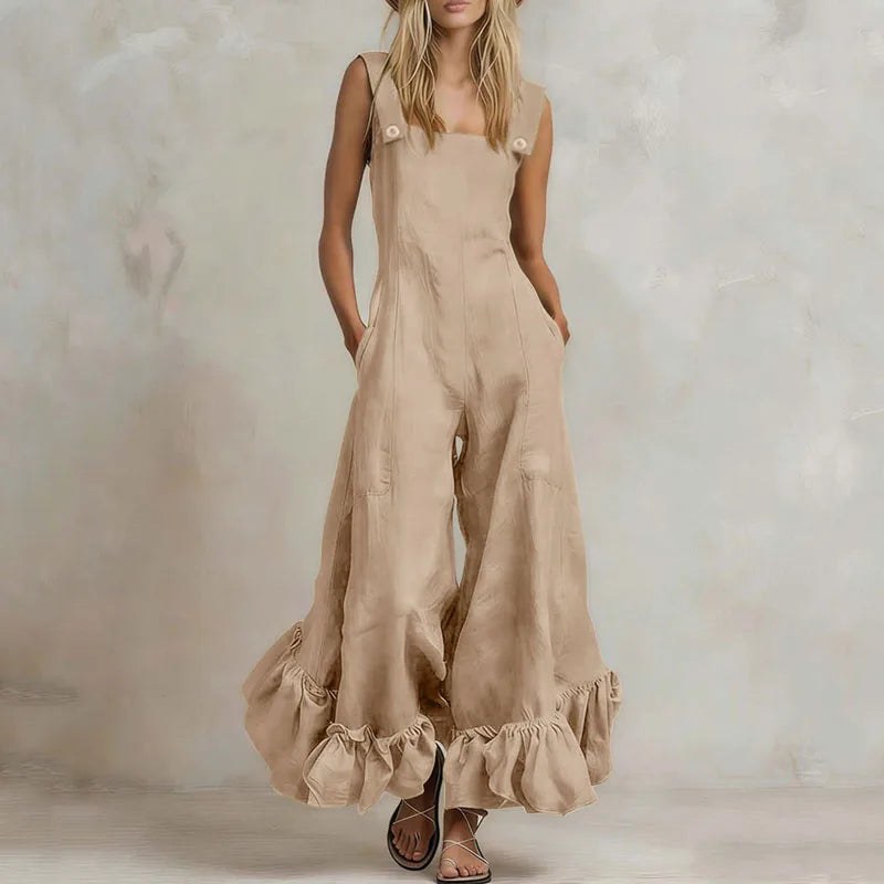 Casual Solid Sleeveless Jumpsuit