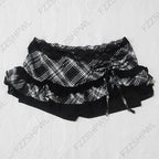 Falda mini de mujer Lolita Gótico Emo Estética Sexy Delgada Elegante con Lazo Estilo Jerky Capas Escalonadas Faldas Harajuku Lindas Modernas Gyaru