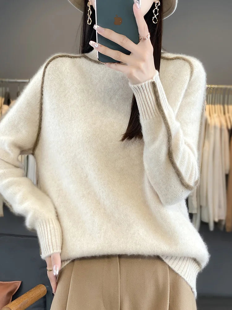 100% Merino Wool Mock Collar Sweater