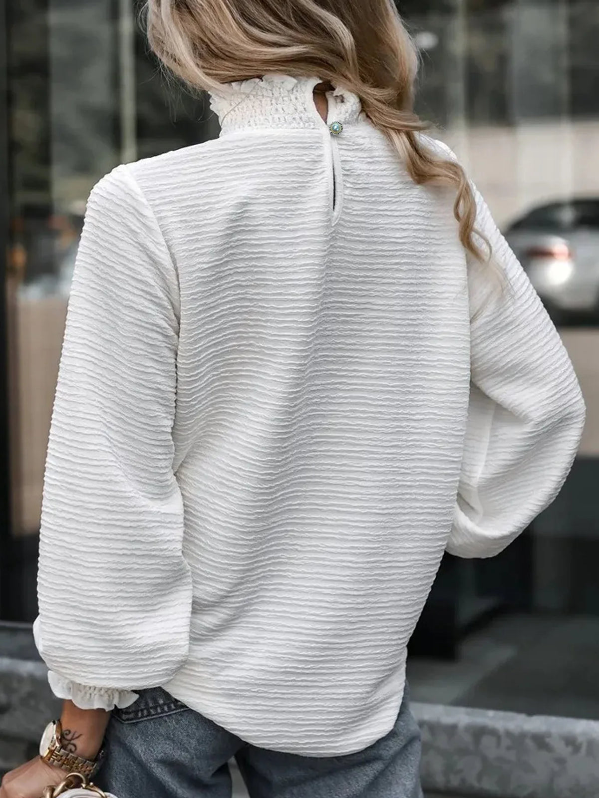 High Collar Patchwork Shirt