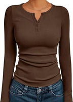 Long Sleeve Slim Fit Henry Collar T-Shirt