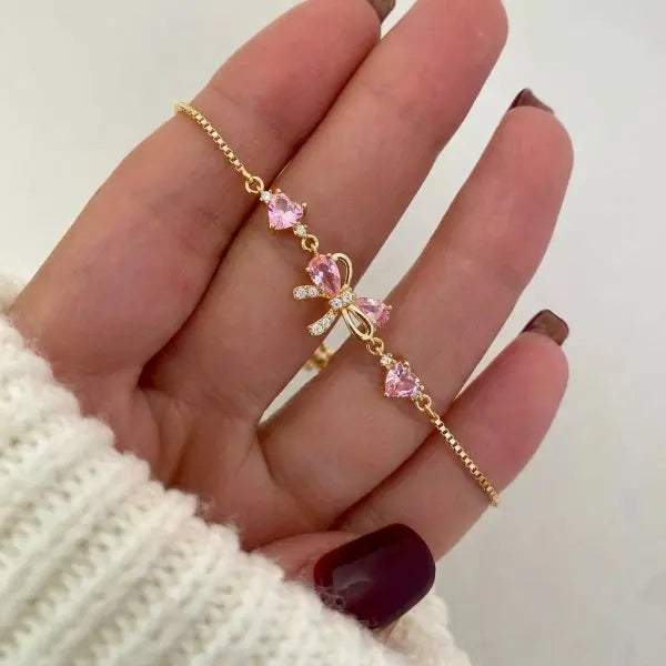 Sparkling Cherry Blossoms Butterfly Bracelet