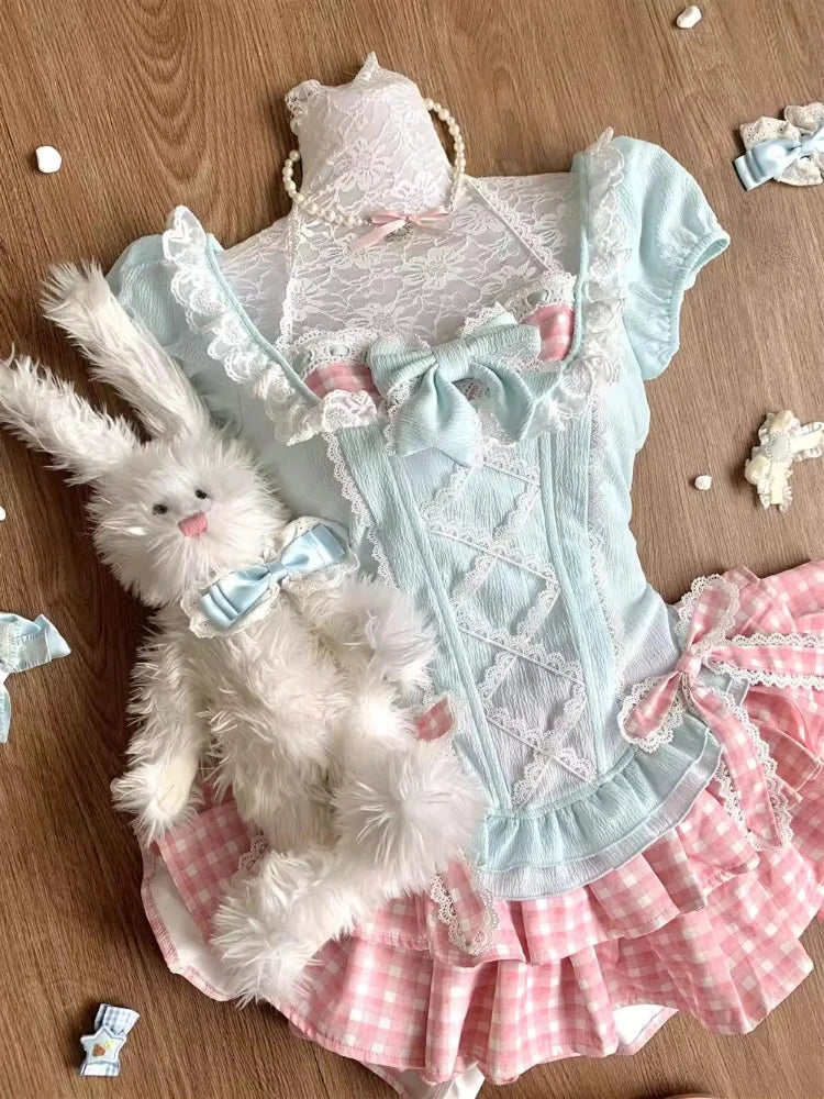 Sweet Preppy Style Women 2 Piece Set