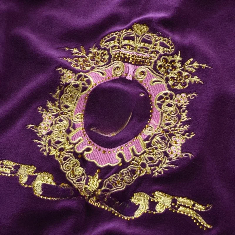 Solid Color Velvet Tracksuit Two-Piece Set