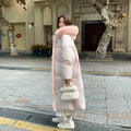 Abrigo acolchado rosa de longitud media para mujer, grueso, de invierno de 2026, por encima de la rodilla, con cuello de piel, chaqueta cálida de algodón para mujer, parkas y abrigos