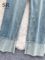 SINGREINY Pantalones vaqueros de moda estilo coreano para otoño de 2025, cintura alta, básicos, empalmados, casuales, pantalones largos, vaqueros lavados vintage sencillos