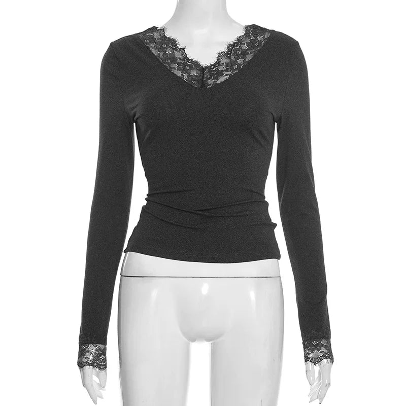 V-Neck Lace T-Shirt