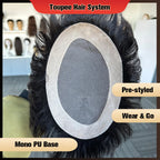 Human Hair System Pre-Cut Mono Base Toupee For Men Unit Ready To Wear PU Wigs For Men Durable Male Hair Prosthesis Men's Wigs