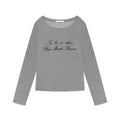 Letter Print Relaxed Fit Long Sleeve sun-protective shirt Fitted Top
