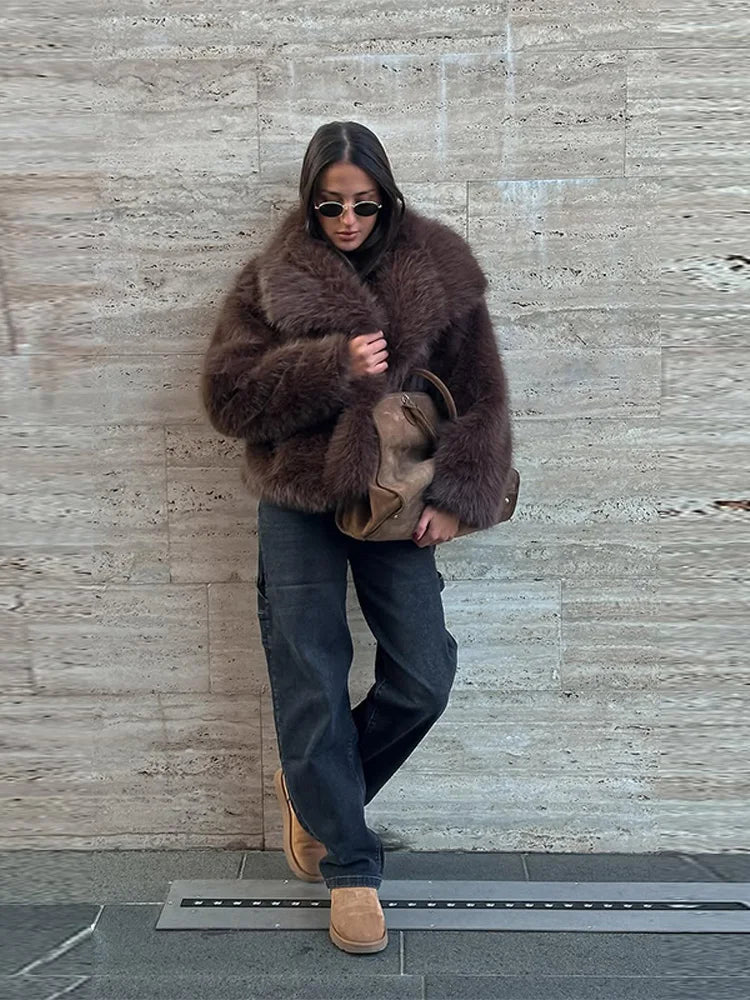 Solid Faux Fur Coat