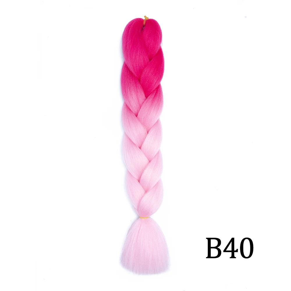 Synthetic 24Inch Long Jumbo Braids Extensions Yaki Straight Braiding Hair Afro Ombre Color Hair