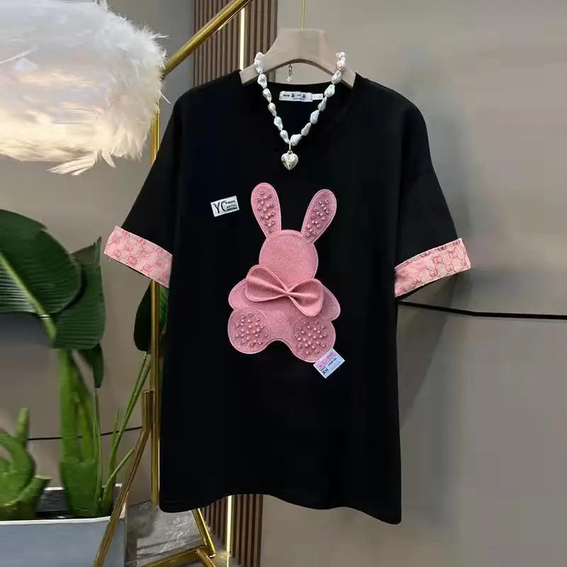 Loose Fit Pearl Bunny Graphic Tee