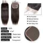 Straight Peruvian Human Hair Bundles With Closure Raw Virgin 3 4 Bundles With 4x4 5x5 HD Lace Closure Weave With 13x4 Frontal