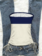 Top corto, top sin mangas con cordón ajustable en la parte delantera y diseño recortado para mujer, top veraniego con estampado deportivo y tirantes finos para un look moderno de resort