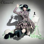 Plaid Long Sleeve Bow Shirt High Waist Skirt Set