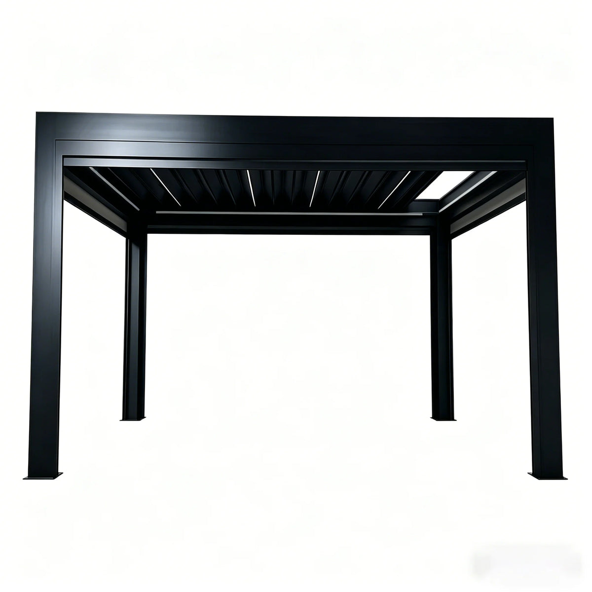 Motorized Retractable Outdoor Gazebo with Louvered Roof, Waterproof, Pressure & UV Resistant