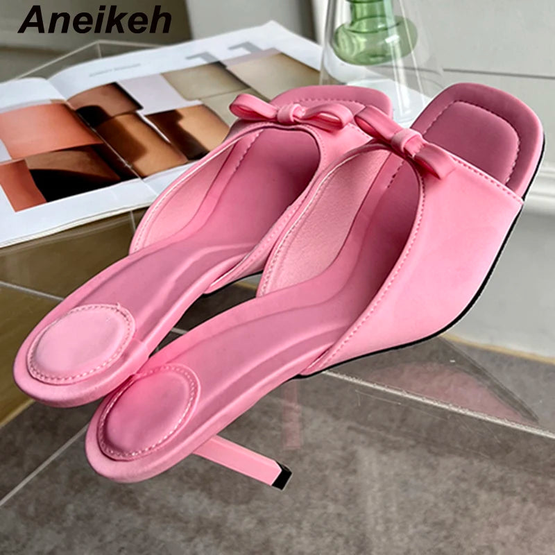 Square Head Open Toe Bow Strappy Sandals