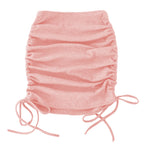 Faldas de Verano para Mujer con Cordones 2022 Hilo de Punto Lateral con Cordón Elástico Corrugado Sexy Cadera Ajustable Casual WSL4321