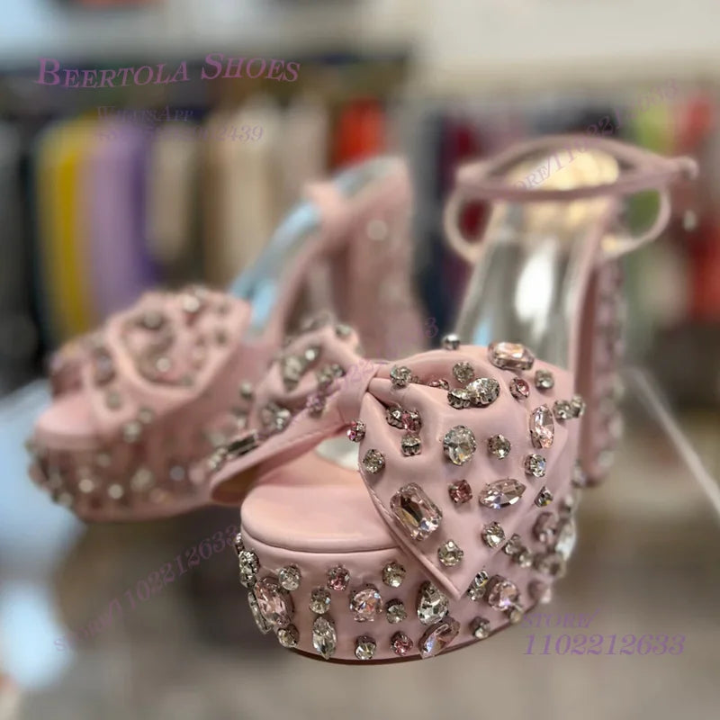 Crystal Diamond Platform Sandals