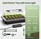 HTMCK 1 Set, Seed Starter Trays With 2 Long Strip Grow Lights, 40 Cells Seed Starter Kit With Humidity Dome For Home Gardene