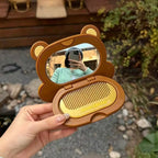 Portable Foldable Cartoon Bear Small Mirror with Travel Comb