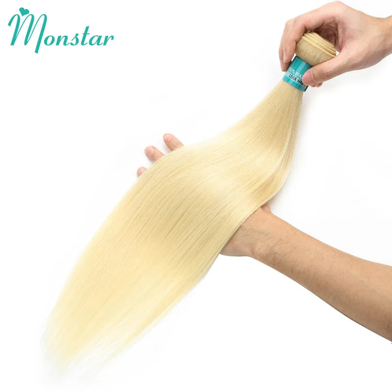 1/3/4 Blonde 613 Weave Remy Brazilian Hair Bundles Straight Human Hair Bundles 28 30 32 34 36 38 40 inch Hair Extension