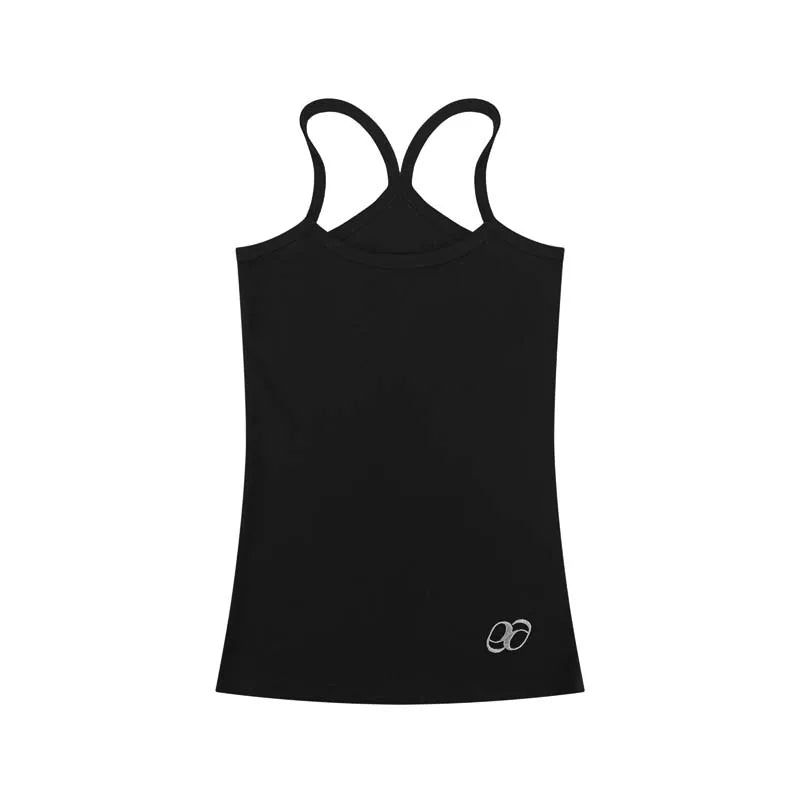 Tops Y2k de Mujer Camisola Larga con Bordado de Letras Blusas sin Mangas Básicas Elásticas Ajustadas con Tirantes Delgados Verano INS Color Sólido