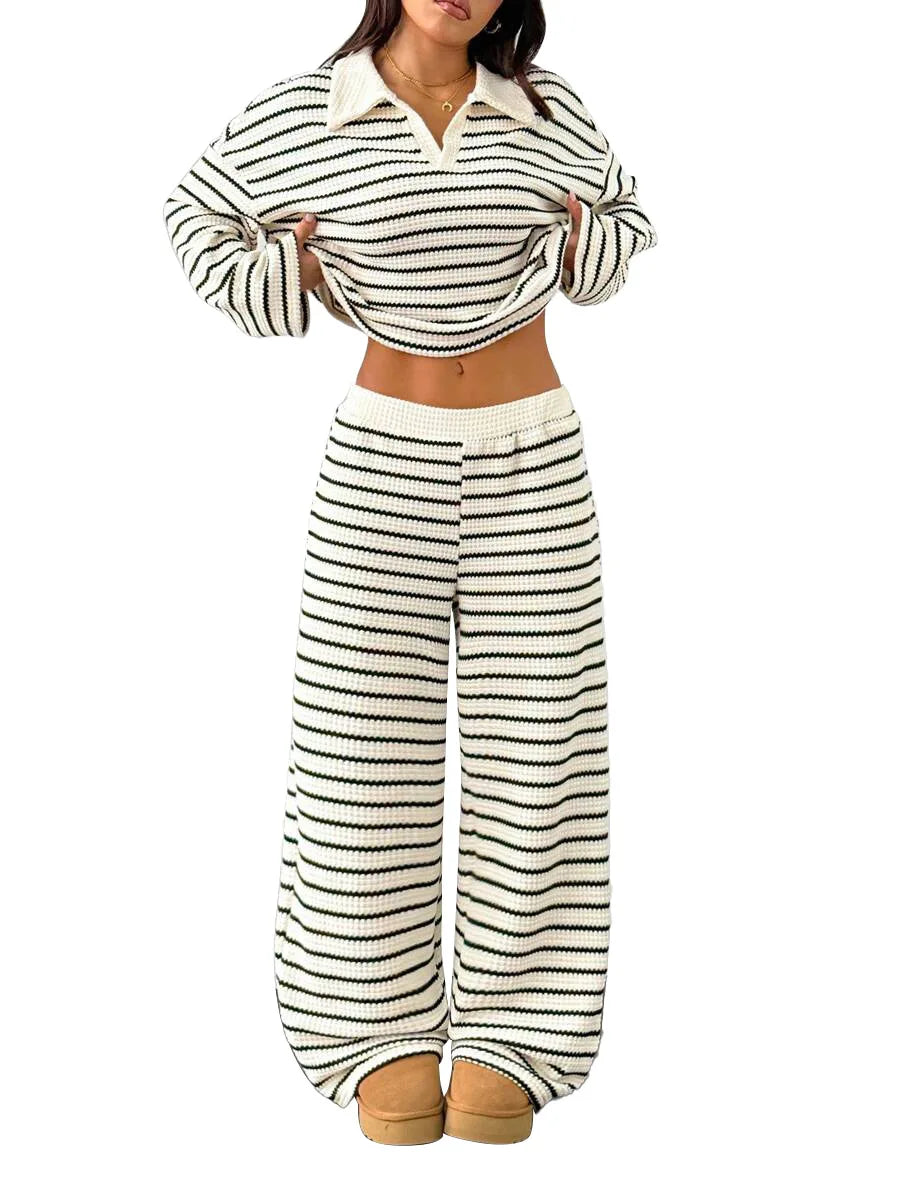 Casual Loose Striped Pants Set