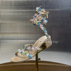 Crystal Flower Thin High-Heeled Sandals