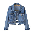 Pantalones Cortos Vaqueros Azules de Mujer 2026, Chaqueta Vaquera, Abrigo Casual de Moda, Abrigo Largo de Mujer de Solapa Negra Abotonado de Manga Larga S-XXXL