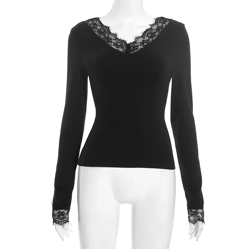 V-Neck Lace T-Shirt