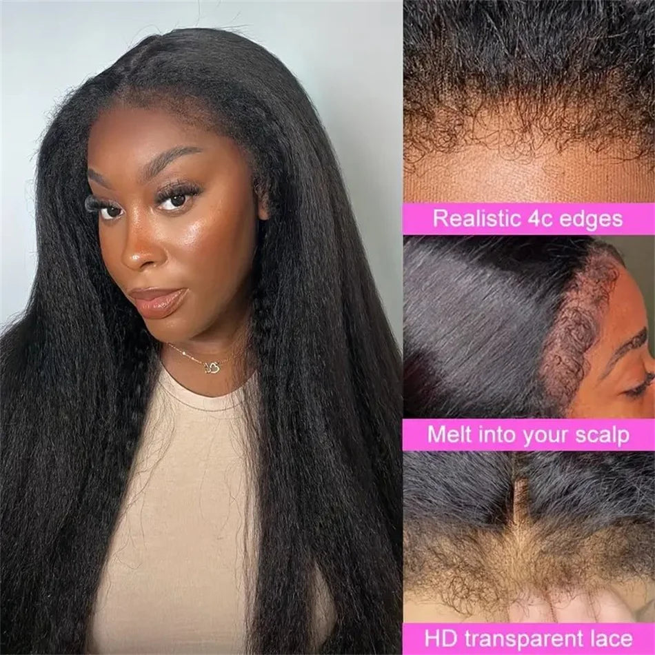 13x4 Kinky Straight Lace Front Wig Curly Human Hair Wig
